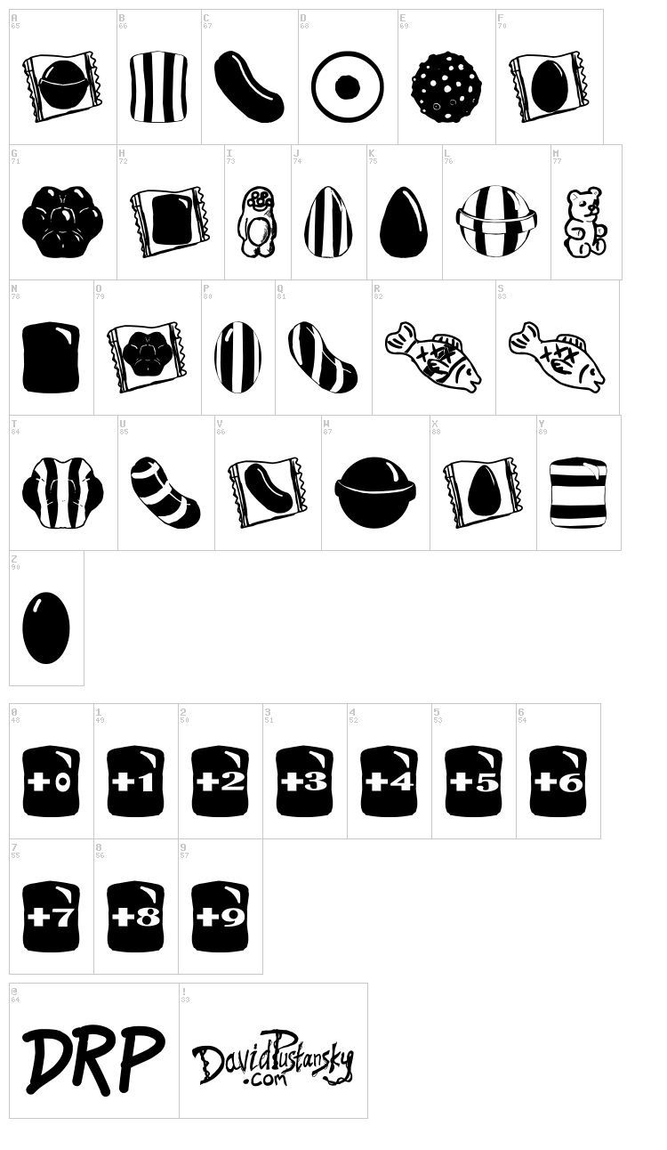 Crushed Candy font map